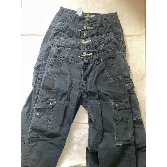 Carhartt Double Knee Cargo Pants Mens Size 34x32 Black Workwear Streetwear - Picture 8 of 8